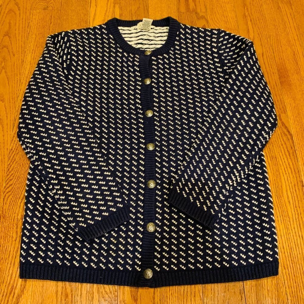 Vintage LL Bean Wool Norwegian Birdseye Women's Cardigan Sweater Jumper